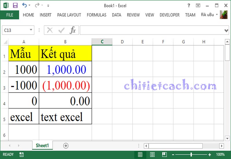 Hình ảnh 1: Custom Format Excel 2013