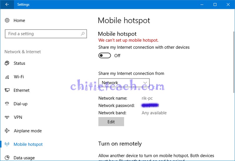 Hình ảnh 1: Sửa lỗi không khởi động được Mobile hotspot Windows 10