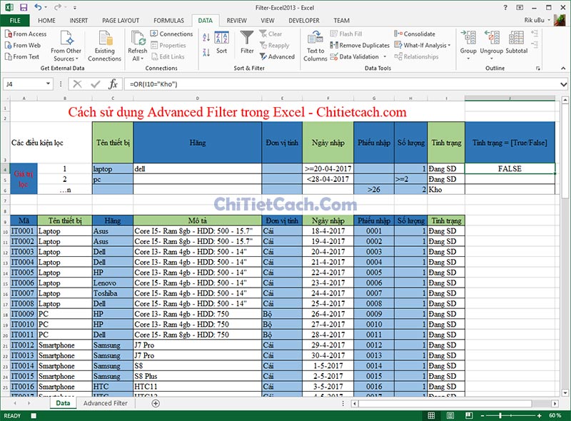 Advanced Filter - Excel