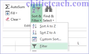 Hình ảnh 2: Filter Excel