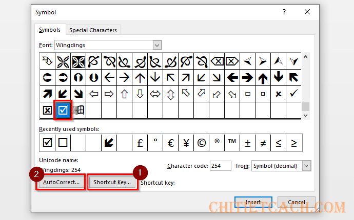 tao-short-cut-key-symbol-ms-word