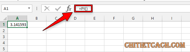 Lấy giá trị số pi trong Excel