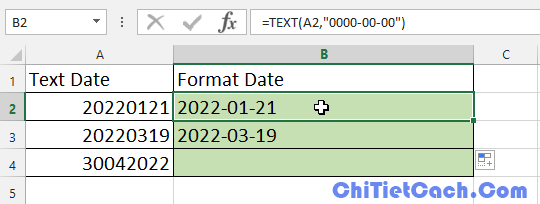 Định dạng Date từ Text Function